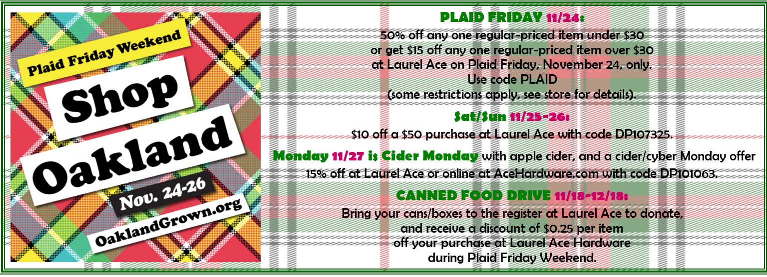 #OAKPFW Plaid Friday, Shop Small Saturday, Cider Monday