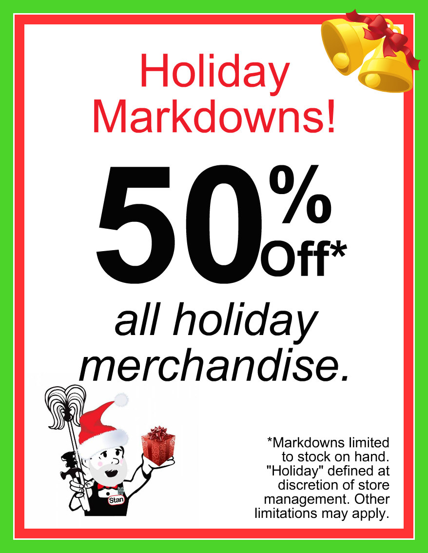 50% off regularly priced holiday merchandise