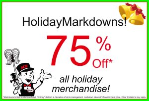 75% off holiday merchandise